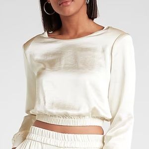 Express Satin Strong Shoulder Cropped Top size Large
